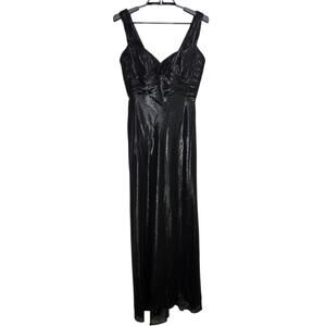 Badgley Mischka Black Metallic Gown Dress Size 6 Social Occasion Party Maxi Long